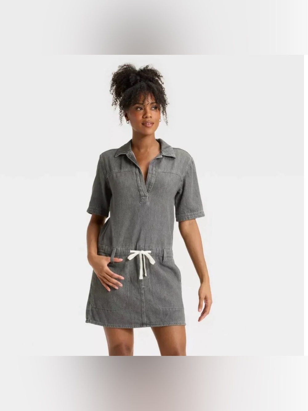 NEW Women's Short Sleeve Drop Waist Drawstring Mini Dress - Universal Thread XXL
